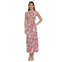 Maggy London Casual Sleeveless, Waist Tie, Maxi Unlined Halter Dresses for Women