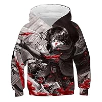 3D Digital Print Anime Hoodies for Boys,Attack on Titan Hooded Sweater Kids Novelty Casual Sweatshirts