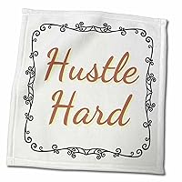 3dRose Mary Aikeen-Life Quotes - Text of Hustle Hard - Towels (twl-378442-3)