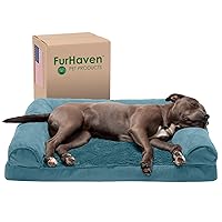 Orthopedic Dog Bed for Large/Medium Dogs w/ Removable Bolsters & Washable Cover, For Dogs Up to 55 lbs - Plush & Suede Sofa - Deep Pool, Large