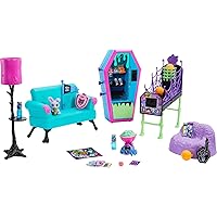 Monster High Playset, Student Lounge with Doll House Furniture, 2 Pets & Themed Accessories, Working Vending Machine