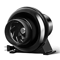 iPower 4 Inch 195 CFM Inline Duct Exhaust Fan Air Vent Booster Ventiliation Blower for Grow Tent, Attic, HVAC, Basements or Kitchens, Low Noise, Black