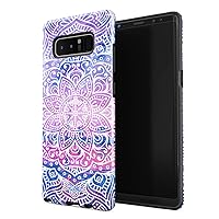 Compatible with Samsung Galaxy Note 8 Case Henna Mandala Pattern Paisley Flowers Hindi Pattern Mehendi Landscape Nature Shockproof Dual Layer Hard Shell + Silicone Protective Cover