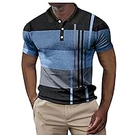 Dress Polo Shirts for Men, Men's Shirt Golf Geometry Turndown 3D Print Outdoor Street Short Sleeves Button-Down Print