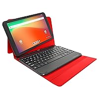 Tablet 10 Inch Android 13 Tablets, Prestige Elite 10QH 10.1 Inch HD IPS Tablet, 32GB Storage, 2GB RAM, Quad-Core Processor, with Detachable Keyboard Case - Red (2022 Release)