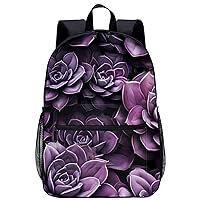 Purple Succulent Floral Plants Laptop Backpack for Men Women 17 Inch Travel Daypack Lightweight Shoulder Bag