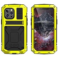 iPhone 13 Pro Max Metal Case with Screen Protector Camera Protector Military Rugged Heavy Duty Shockproof Case with Stand Full Cover Tough case for iPhone 13 Pro Max 6.7inch (Yellow)