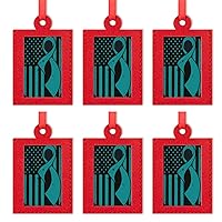 Cervical Cancer Awareness Flag Christmas Photo Ornament Hanging Frames Red Mini Felt Xmas Tree Decoration for Holiday Present with Picture Print