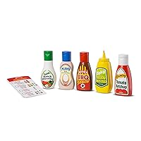 5-Piece Favorite Condiments Play Food Set - Play Ketchup and Mustard Bottles, Pretend Play Food Set For Kids Ages 3+