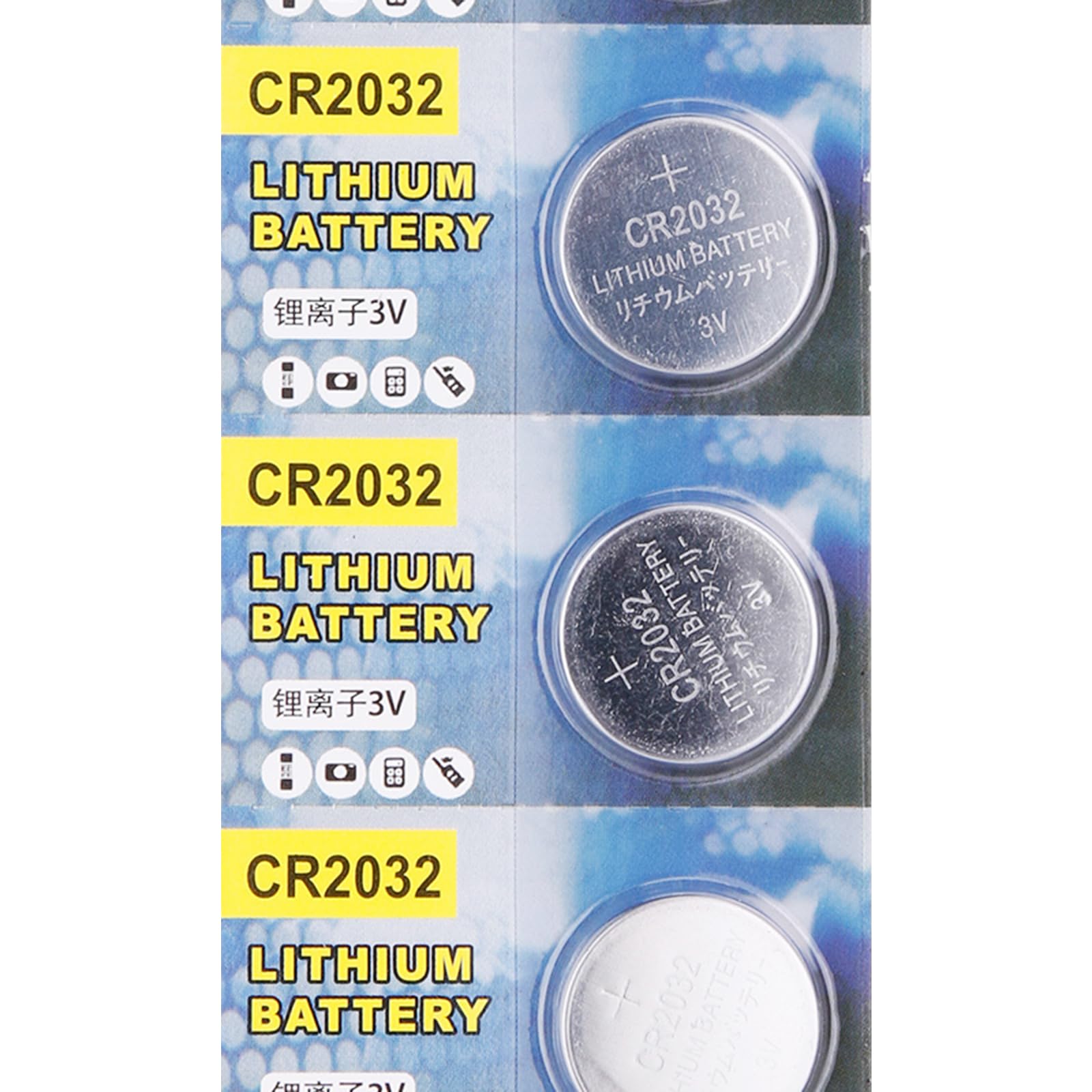 CHIUEAST 5 Pack CR2032 Lithium Coin Battery 240mAh High Capacity with Powerful 3V Output Button Cell Suitable for Tuners Durable