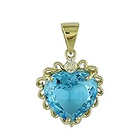 Swiss Blue Topaz Natural Gemstone Heart Shape Pendant 925 Sterling Silver Anniversary Jewelry | Yellow Gold Plated