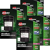 Avery UltraDuty GHS Chemical Labels for Laser Printers, Waterproof, UV Resistant, 4.75 x 7.75, 5 Packs (60502)
