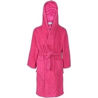 Terry Towel Beach Bathing Swimming Surfing Pink Bathrobe 100% Cotton Soft Hooded Robe Girls Age 2-13 Years