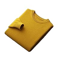 100% Merino Wool Sweater Men's Round Neck Thickened Top Autumn and Winter Solid Color Knitted Pullover