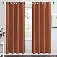 NICETOWN Halloween Burnt Orange Insulated Curtains Blackout Draperies - Triple Weave Microfiber Home Thermal Insulated Solid Ring Top Blackout Curtains/Panels for Bedroom(Set of 2, 55 x 78 Inch)