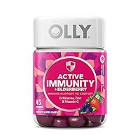 Olly Gummy Active Immunity+Elderberry, 45 Gummies (1 Pack), Berry Flavor