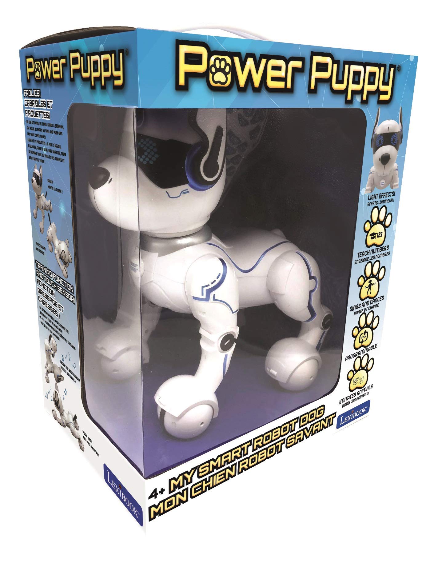 LEXiBOOK Power Puppy - My Smart Dog Robot to Train - Programmable Robot with Remote Control, Training and Gesture Control Function, Dance, Music, Light Effects, Toy for Children - DOG01