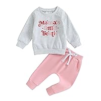 Toddler Baby Girl Fall Outfit Letter Print Sweatshirt Tops Elastic Waist Pant Cute Infant Newborn Winter Clothes Set