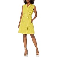 Sharagano Women's Sleevelss Double Breasted Shirt Dress