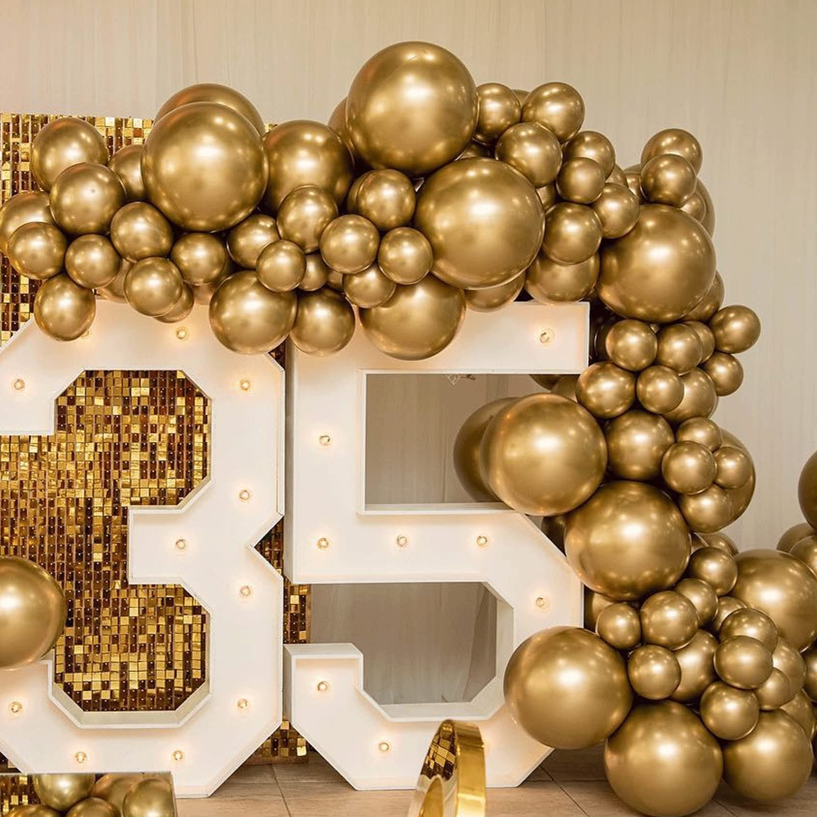 Gold Metallic Chrome Balloon Arch Kit, 101PCS 18In 12In 10In 5In Gold Latex Garland Arch Kit for Birthday Party Graduation Baby Shower Wedding Holiday Balloon Decoration