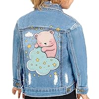 Bear Design Toddler Denim Jacket - Cloud Jean Jacket - Stars Denim Jacket for Kids