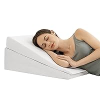 joybest Bed Wedge Pillow – 3 in 1 Triangle Pillow Adjustable to 4.5, 7.5 & 12 Inch, Memory Foam Wedge Pillow for Sleeping, for Legs and Back Support, Acid Reflux, Anti Snore, Pain Relief, White