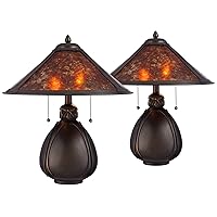 Robert Louis Tiffany Nell Rustic Mission Tiffany Style Accent Table Lamps 19
