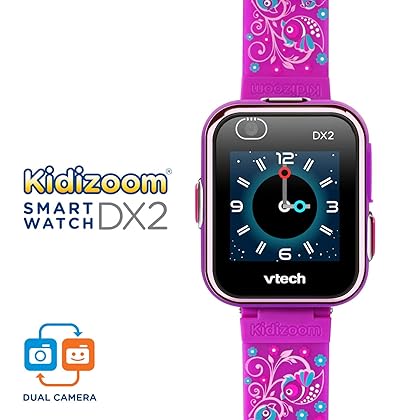 VTech KidiZoom Smartwatch DX2, Special Edition Floral Birds with Bonus, Pedometer, Vivid Violet Wristband