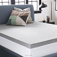Lucid 3 Inch Mattress Topper Full – Memory Foam – Bamboo Charcoal Infusion – Cooling Ventilation – Hypoallergenic – CertiPur Certified Foam,White and Grey