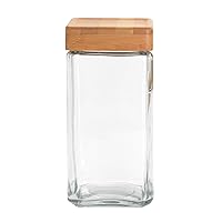 Anchor Hocking 2 Quart Stackable Glass Jar with Bamboo Lid (8 piece, hand-wash)