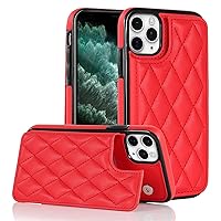 XYX for iPhone 11 Pro Max Wallet Case with Card Holder, RFID Blocking PU Leather Double Magnetic Clasp Back Flip Protective Shockproof Cover 6.5 inch, Red