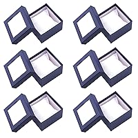 NBEADS 6 Pcs Paper Watch Boxes, Blue Square Cardboard Box Watch Display Presentation Box with Sponge and Clear Window for Watch Jewelry Packaging