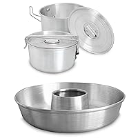 Flan Mold with Lid SMALL - 2 Pack (6.5 x 3.5 in) and Aluminum Ring Cake Pan (11.2 in)
