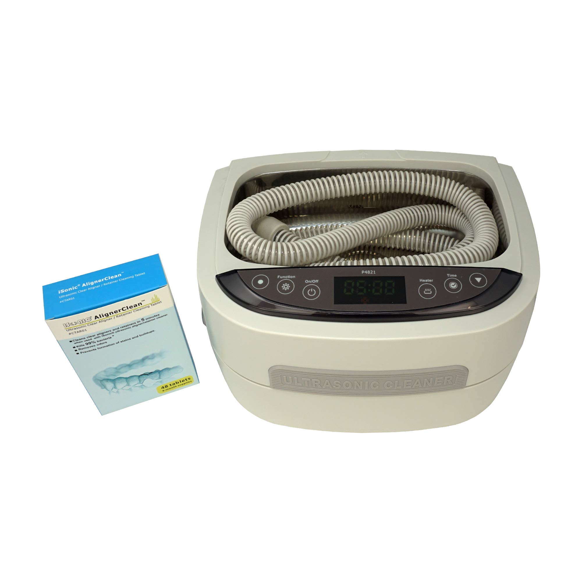 iSonic Ultrasonic CPAP Deep Cleaner (Small) P4821-CPAP, 2.6Qt/2.5L, 110V for North America, with SS. Weight Bracket, Cleaning Tablet, Beige