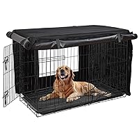 HONEST OUTFITTERS Dog Crate Cover 42 Inch Dog Kennel Cover for Large Dog, Heavy Duty Oxford Fabric,with Double Door, Pockets and Mesh Window (43L x 29W x 30H,Black)