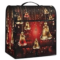 Christmas Bells Red Background (3) Coffee Maker Dust Cover Mixer Cover with Pockets and Top Handle Toaster Covers Bread Machine Covers for Kitchen Cafe Bar Home Decor