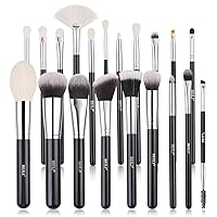 Makeup Brushes | Set of 20pc Makeup Brushes for Professionals | Classic Black & Silver Color Synthetic Kabuki Foundation Blending Brush | Make Up Applicators Brush Set