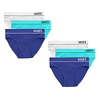 Hanes Womens Originals Seamless Stretch Rib Bikini Panties Pack, Assorted Colors, 6-Pack