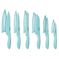 Cuisinart 12-Piece Kitchen Knife Set, Advantage Color Collection with Blade Guards, (Aqua)
