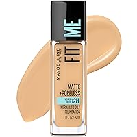 Fit Me Matte + Poreless Liquid Oil-Free Foundation Makeup, Soft Tan, 1 Count (Packaging May Vary)