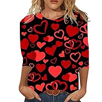 Funny T Shirts for Women Heart Printing Mock Neck Long Sleeve Blouses Date Soft Womens Casual Tops