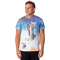 Space Kitty Mens' Catstronaut Space Shuttle Blast Off Sublimated T-Shirt