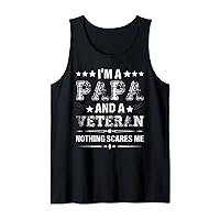 Mens I'm A Papa And Veteran Vintage Fathers Day Memorial Day Tank Top