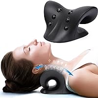 Neck and Shoulder Relaxer, Cervical Neck Traction Device Neck Stretcher with Magnetic Therapy, Cervical Spine Alignment, Chiropractic Pillow, Neck Massager for TMJ Pain Relief (Black)