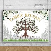 8x6ft Vinyl Family Reunion Backdrop Green Family Tree Leaves Welcome to Our Family Members Photography Background for Gold and Green Family Party Decorations Photo Booth Props