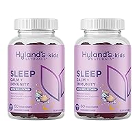 Hyland's Naturals Kids - Sleep Aid, Calm + Immune Support, with Melatonin Sleep Aid Gummies, Helps with Sleeplessness & Restlessness, with Chamomile & Elderberry, 60 Vegan Gummies (Pack of 2)