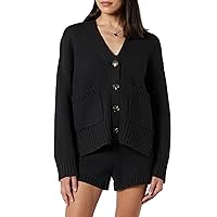 The Drop Women's Brigitte Chunky Button-Front Pocket Ribbed Cardigan