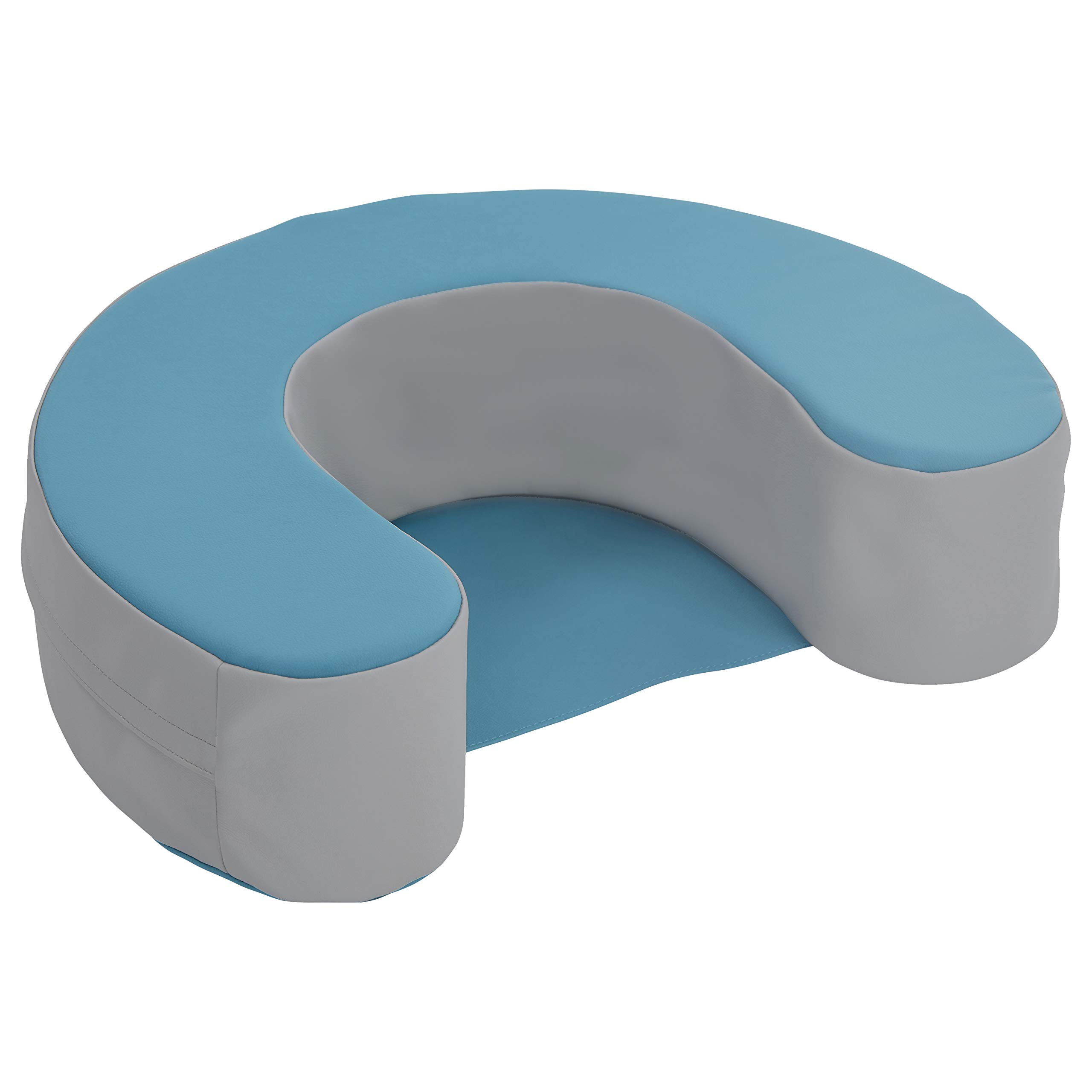 Factory Direct Partners 10423-TLGY SoftScape Sit and Support Ring for Babies and Infants, Soft Cushioned Foam Floor Seat with Non-Slip Bottom for Nursey, Playroom, Daycare - Teal/Gray
