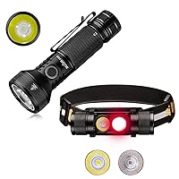 77outdoor Sofirn IF22A Long Throw Rechargeable Flashlight & D25LR Red White Dual Light Headlamp for Emergencies, Hunting, Camping