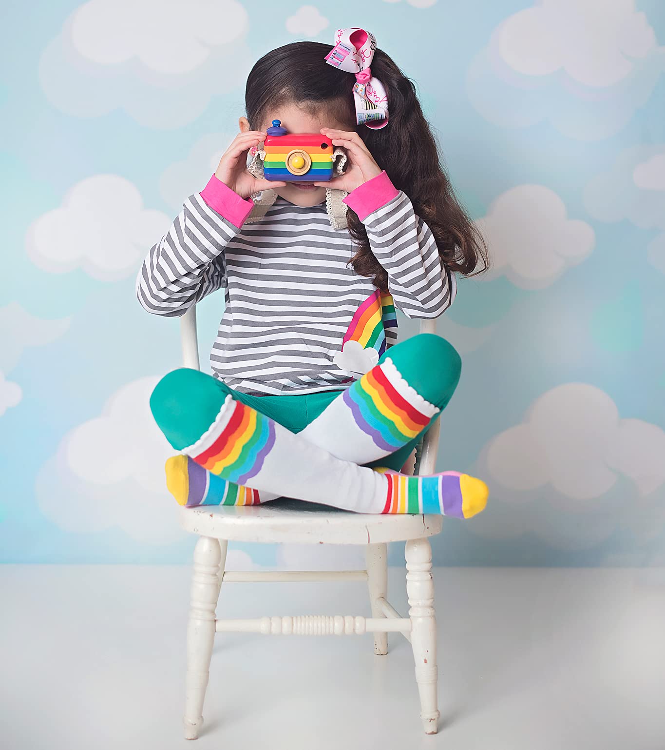 Jefferies Socks Girls' Little Colorful Rainbow Knee High Socks 3 Pair Pack